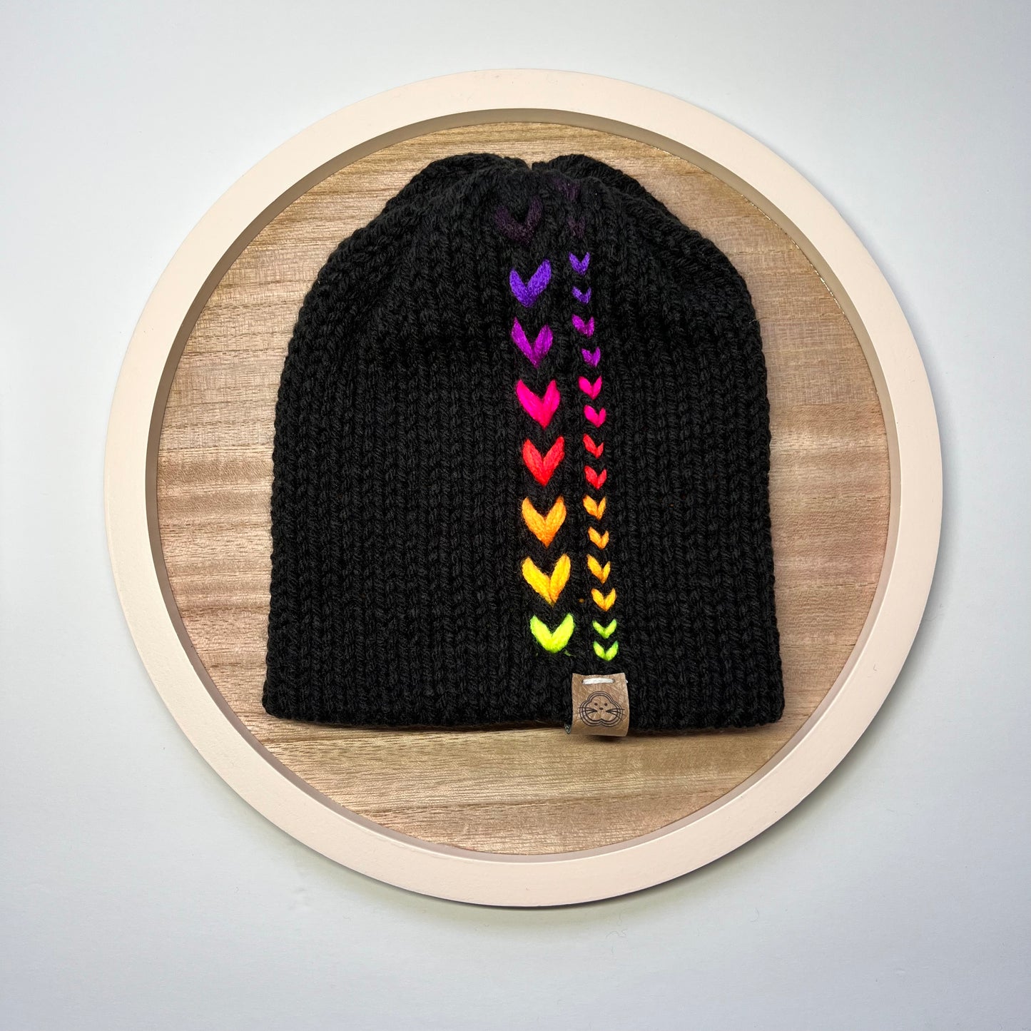 Children Beanies - Black with Color Hearts