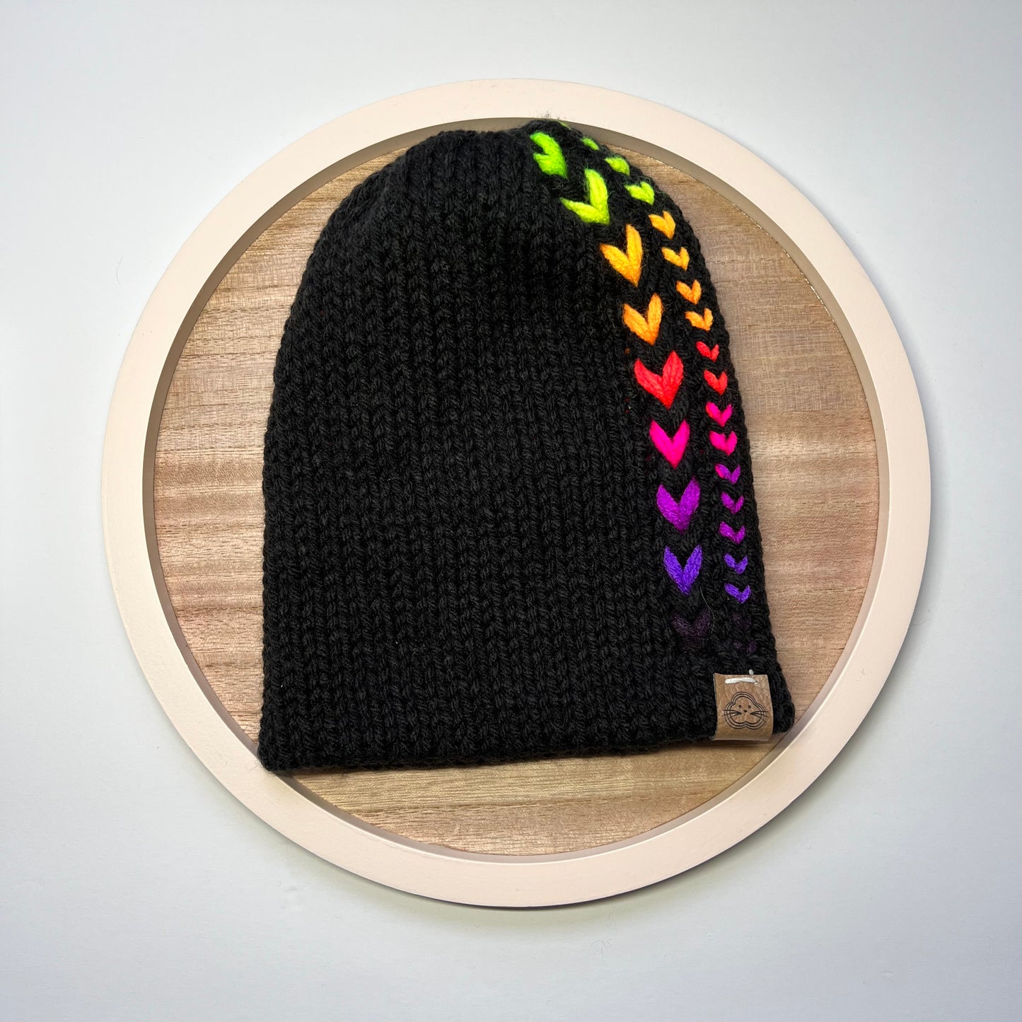 Children Beanies - Black with Color Hearts