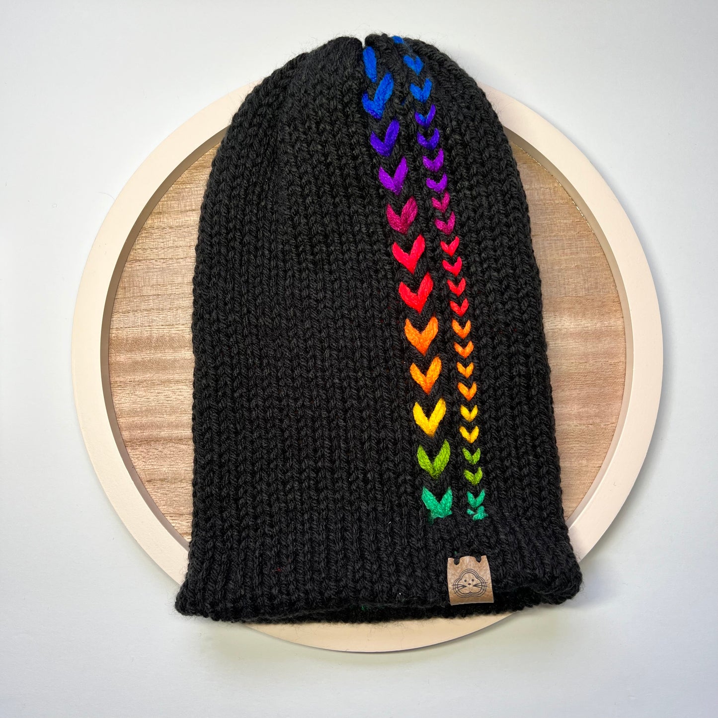 Adults Beanie- Black with Hearts